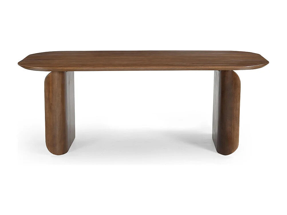 Table à manger Japandi 8 personnes en bois de manguier massif foncé 200 x 90 cm - Dumai