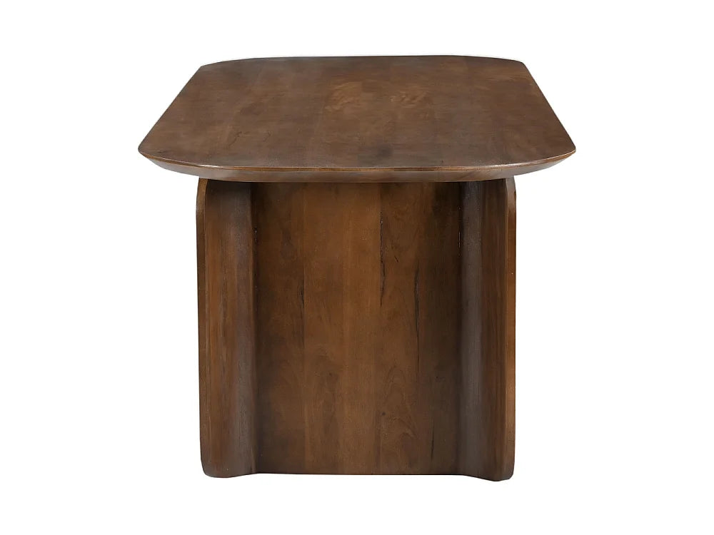 Table à manger Japandi 8 personnes en bois de manguier massif foncé 200 x 90 cm - Dumai