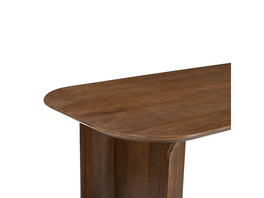 Table à manger Japandi 8 personnes en bois de manguier massif foncé 200 x 90 cm - Dumai