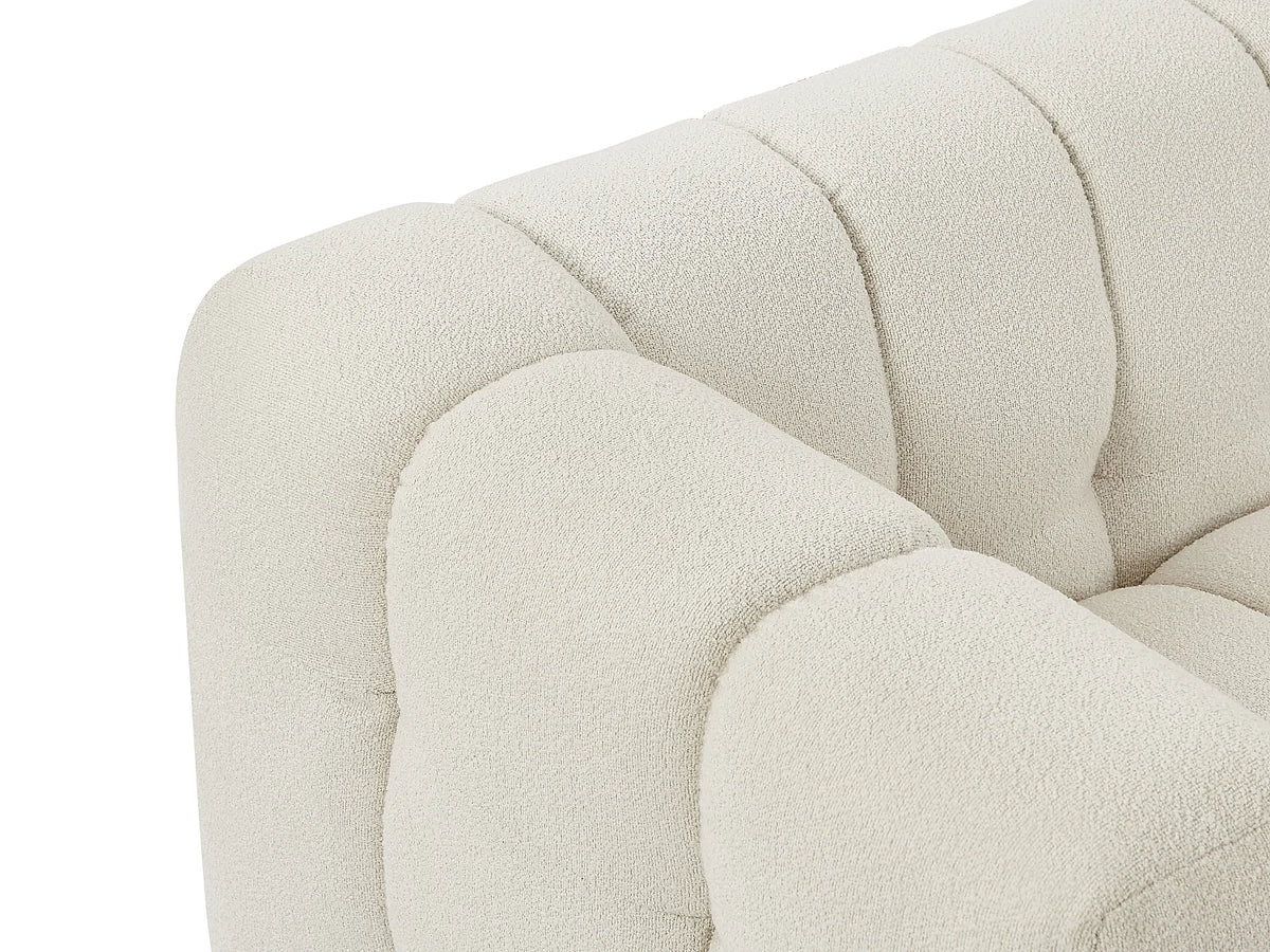 Canapé Japandi 3 places en bouclette blanc ivoire 213 cm - Lerici