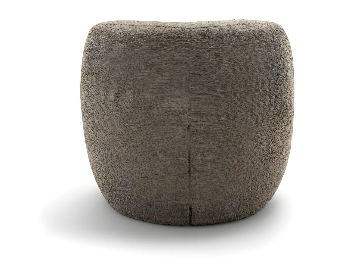 Fauteuil Japandi rond en bouclette taupe - Mo