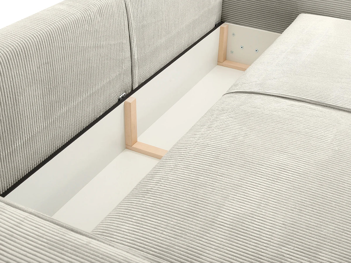 Canapé Japandi 4 places convertible en velours côtelé beige 257 cm - Amelia