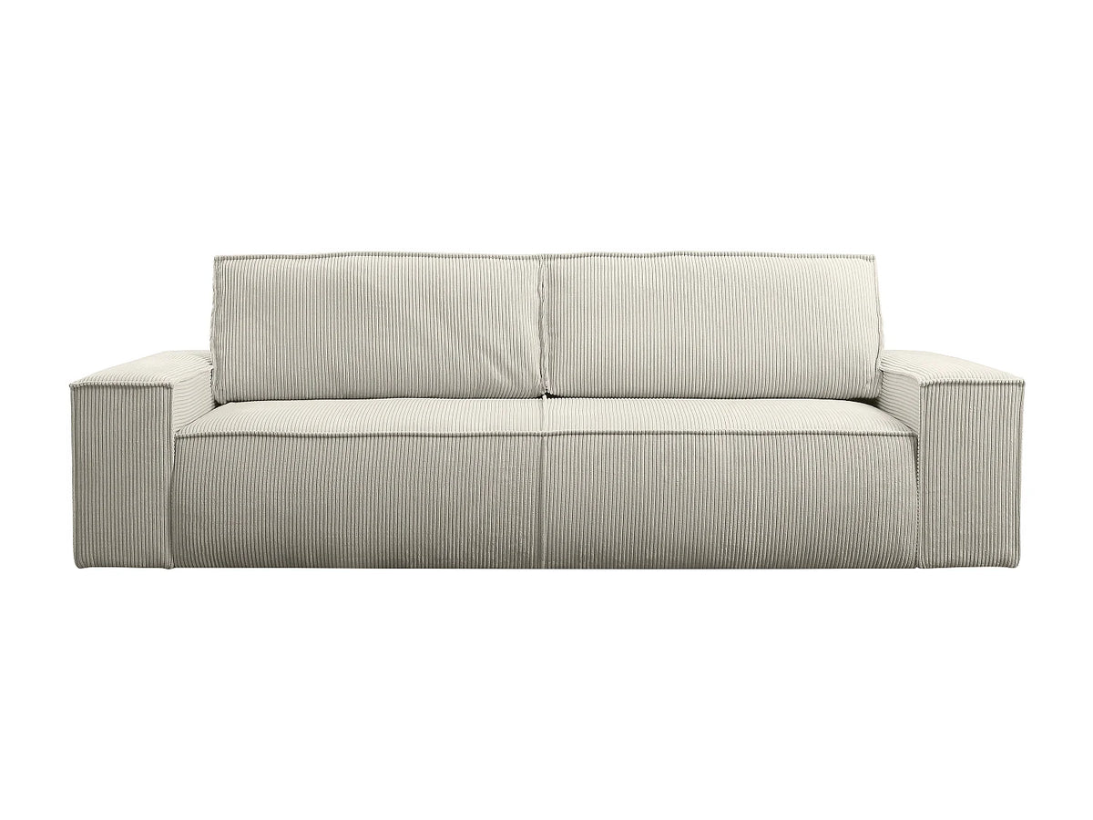 Canapé Japandi 4 places convertible en velours côtelé beige 257 cm - Amelia