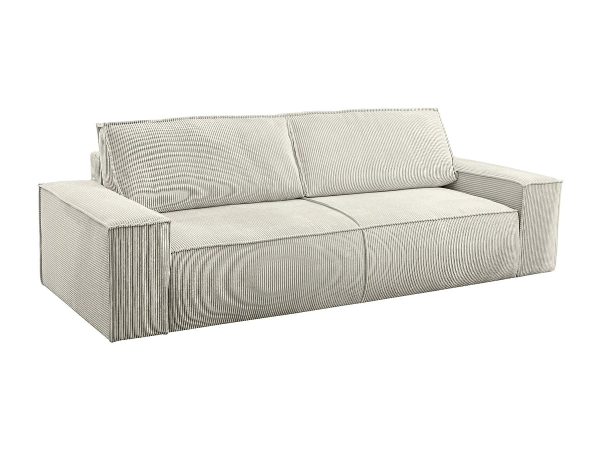 Canapé Japandi 4 places convertible en velours côtelé beige 257 cm - Amelia
