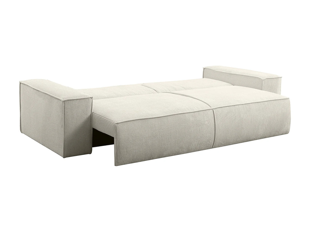 Canapé Japandi 4 places convertible en velours côtelé beige 257 cm - Amelia