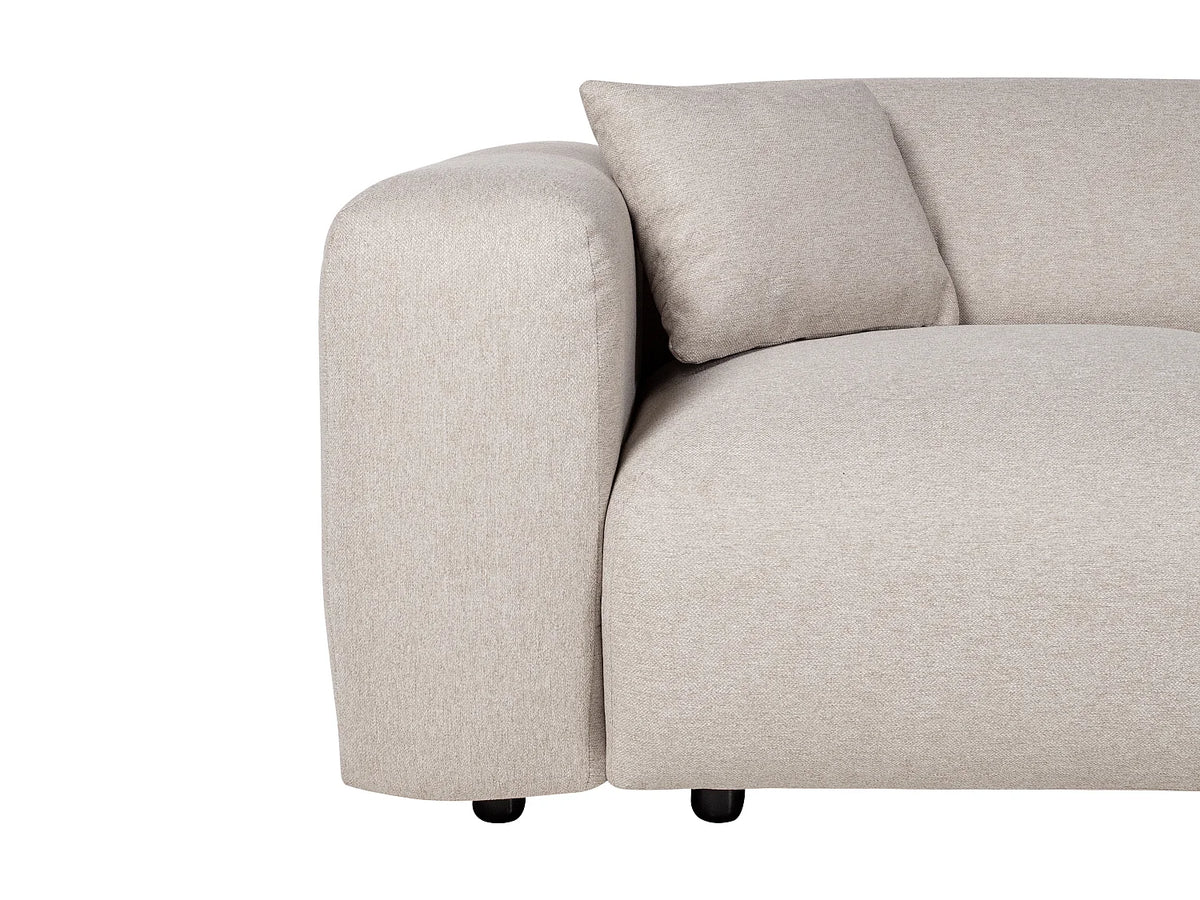 Grand canapé d'angle Japandi droit 5 places en tissu chiné beige 280 cm - Pogni