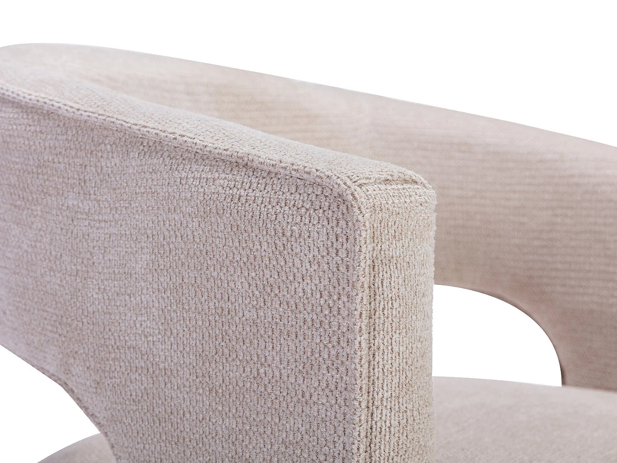 Fauteuil Japandi en tissu texturé beige - Fontanova