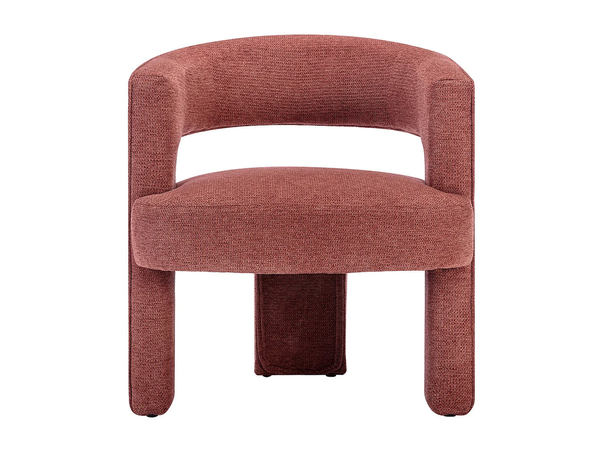 Fauteuil Japandi en tissu texturé terracotta - Fontanova