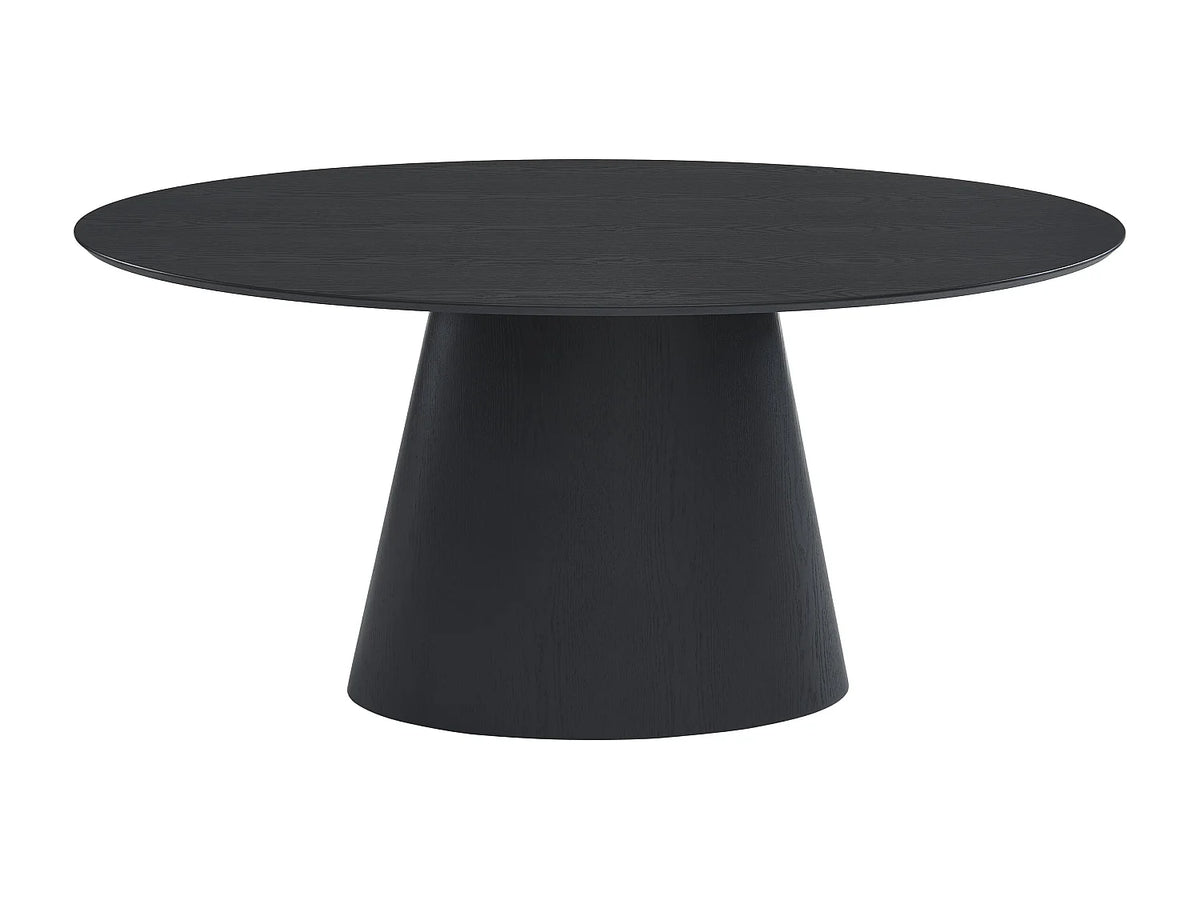 Table à manger ovale Japandi 6 personnes placage de frêne noir 160 x 90 cm - Antelada