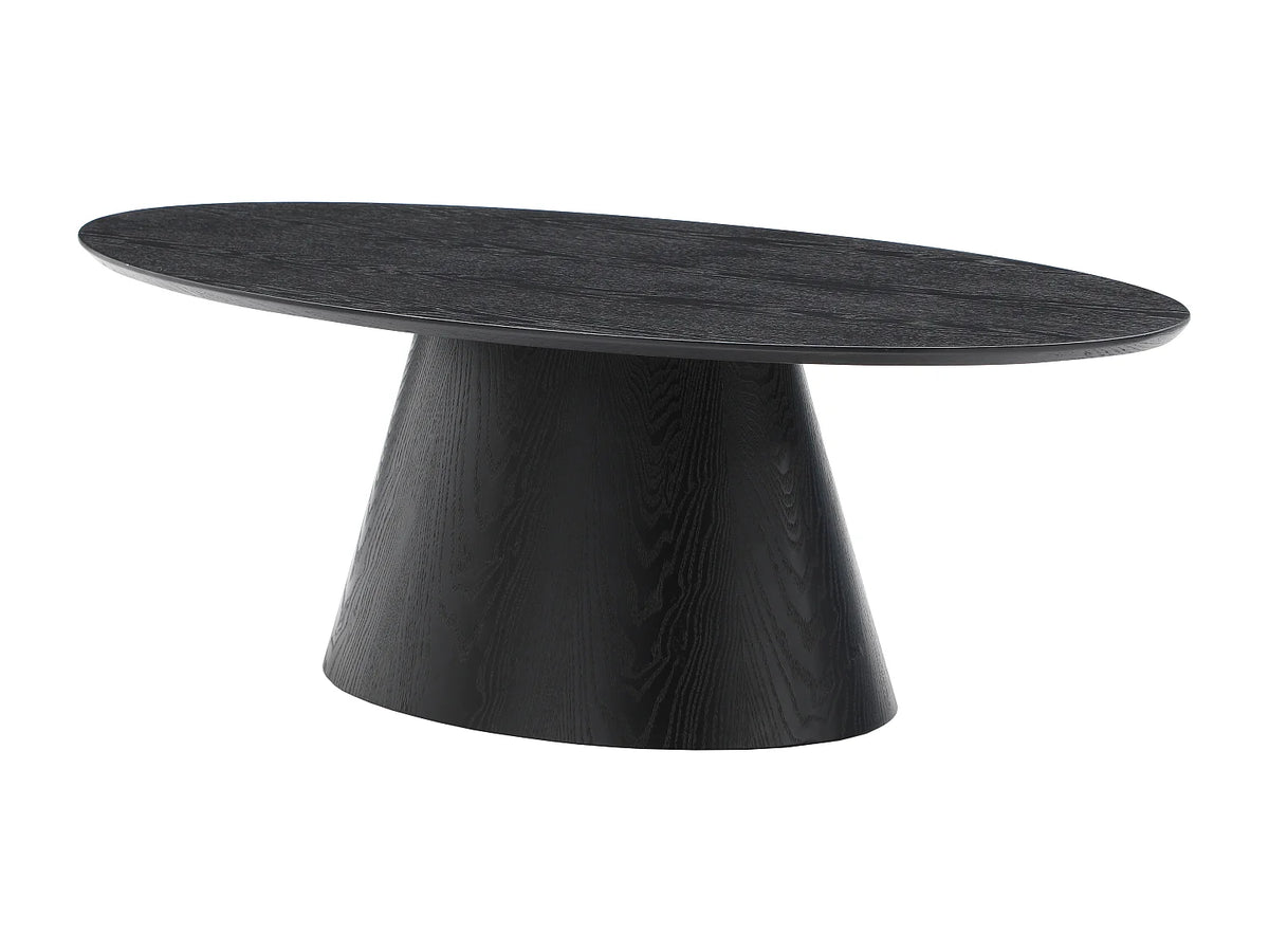 Table basse Japandi ovale en placage de frêne noir 120 x 60 cm - Antelada