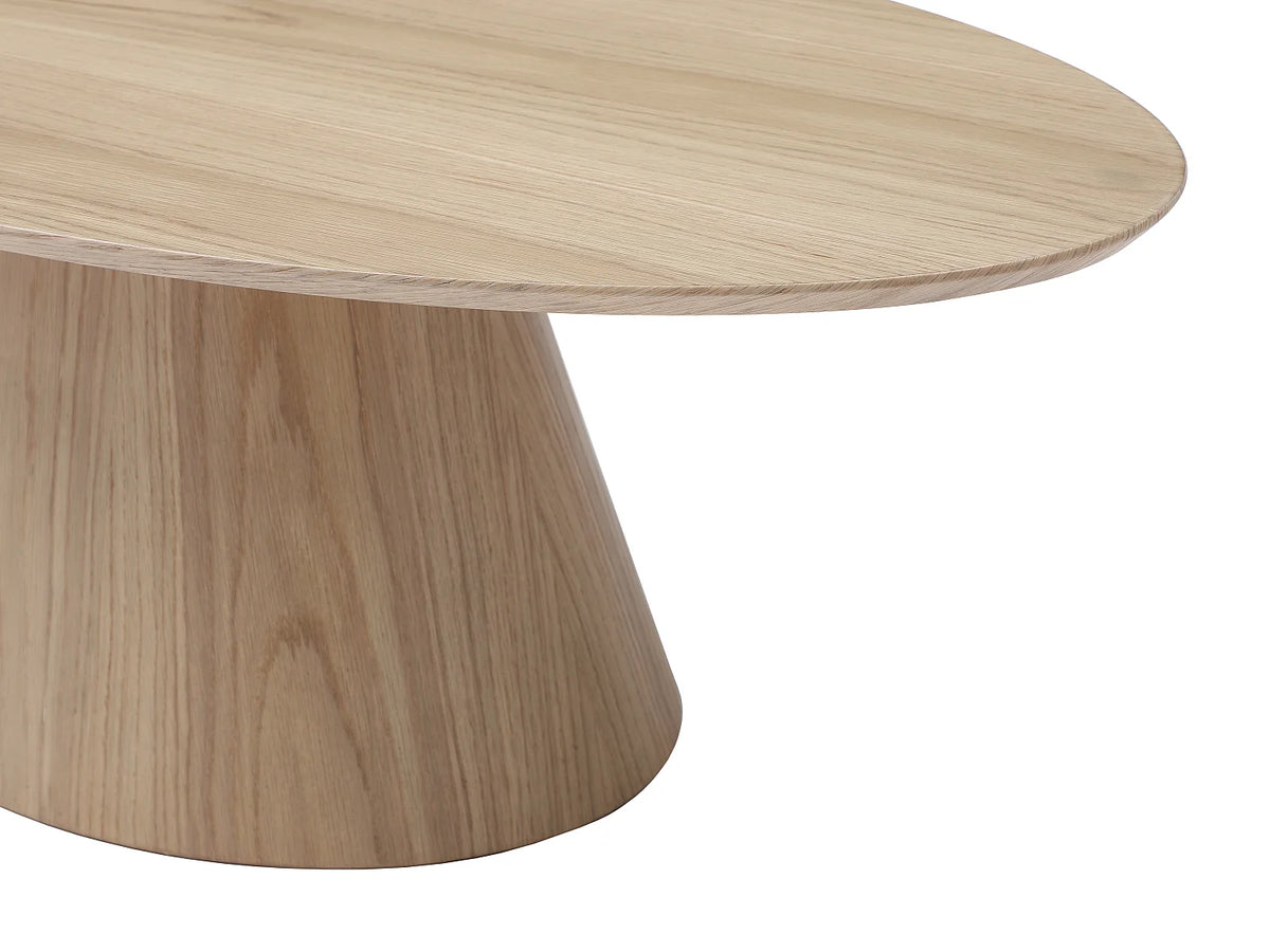 Table basse Japandi ovale en placage de chêne naturel clair 120 x 60 cm - Antelada