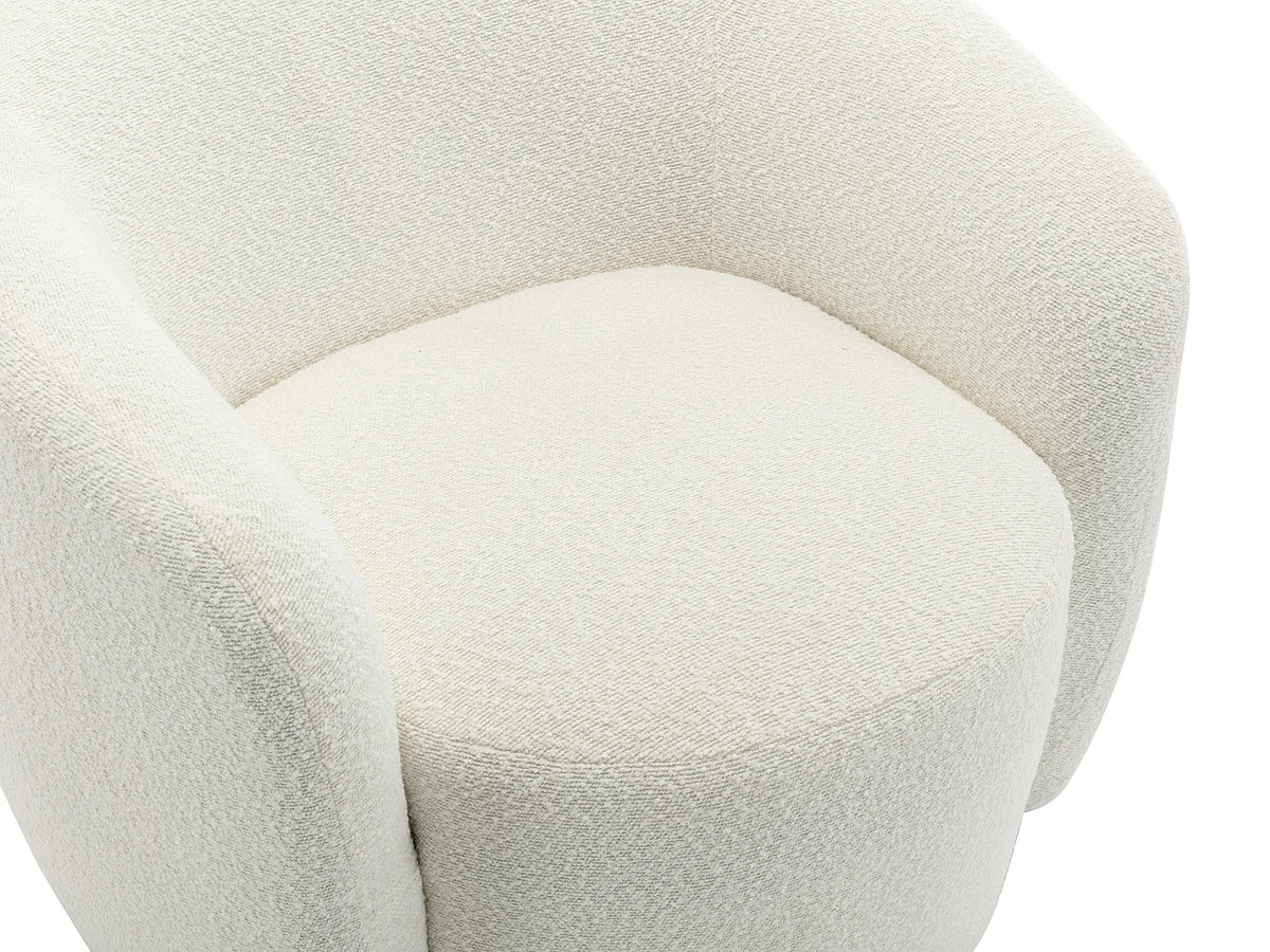 Fauteuil Japandi rond pivotant en tissu bouclette blanc - Vereide