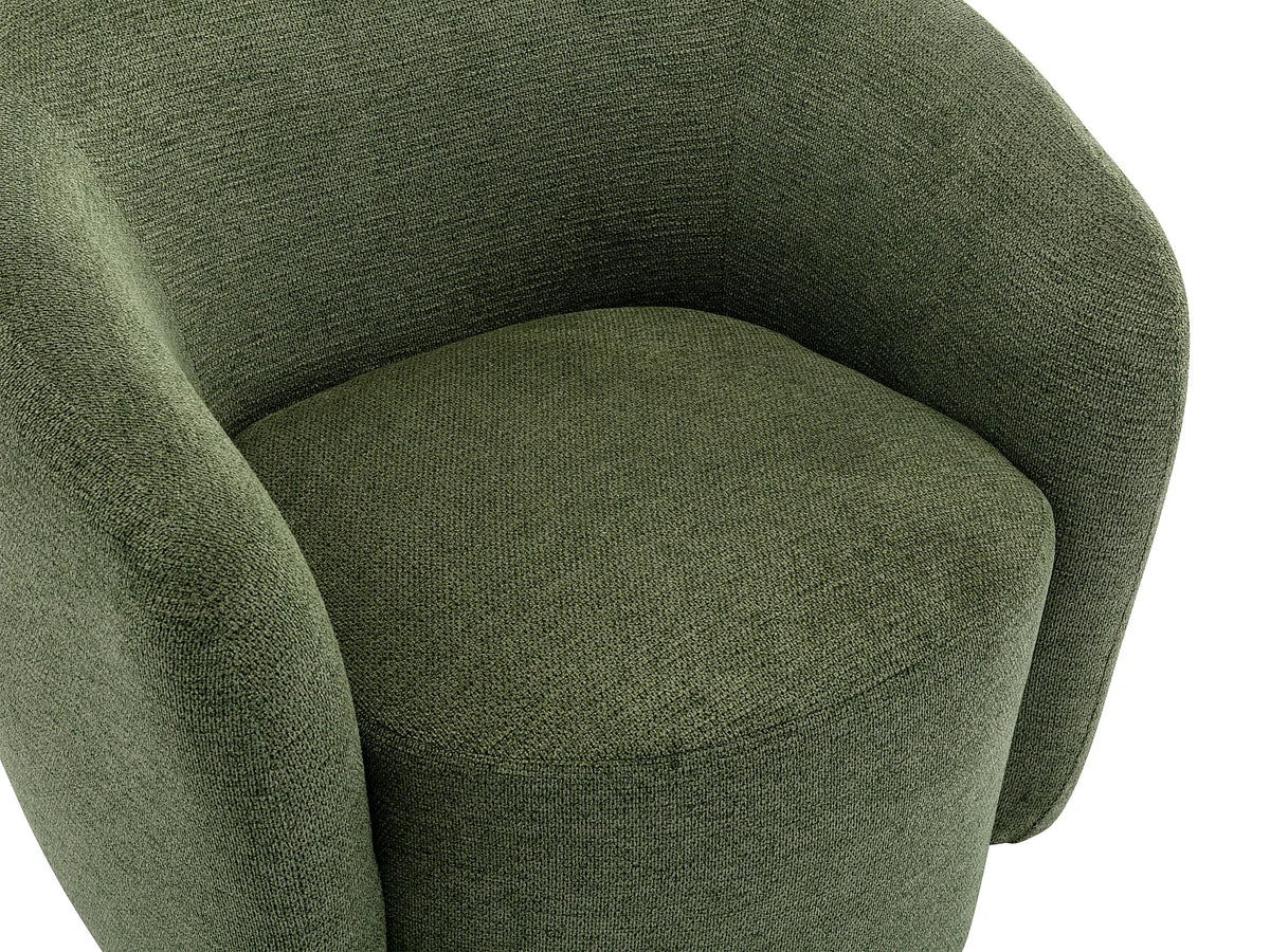 Fauteuil Japandi pivotant rond en tissu texturé kaki - Vereide