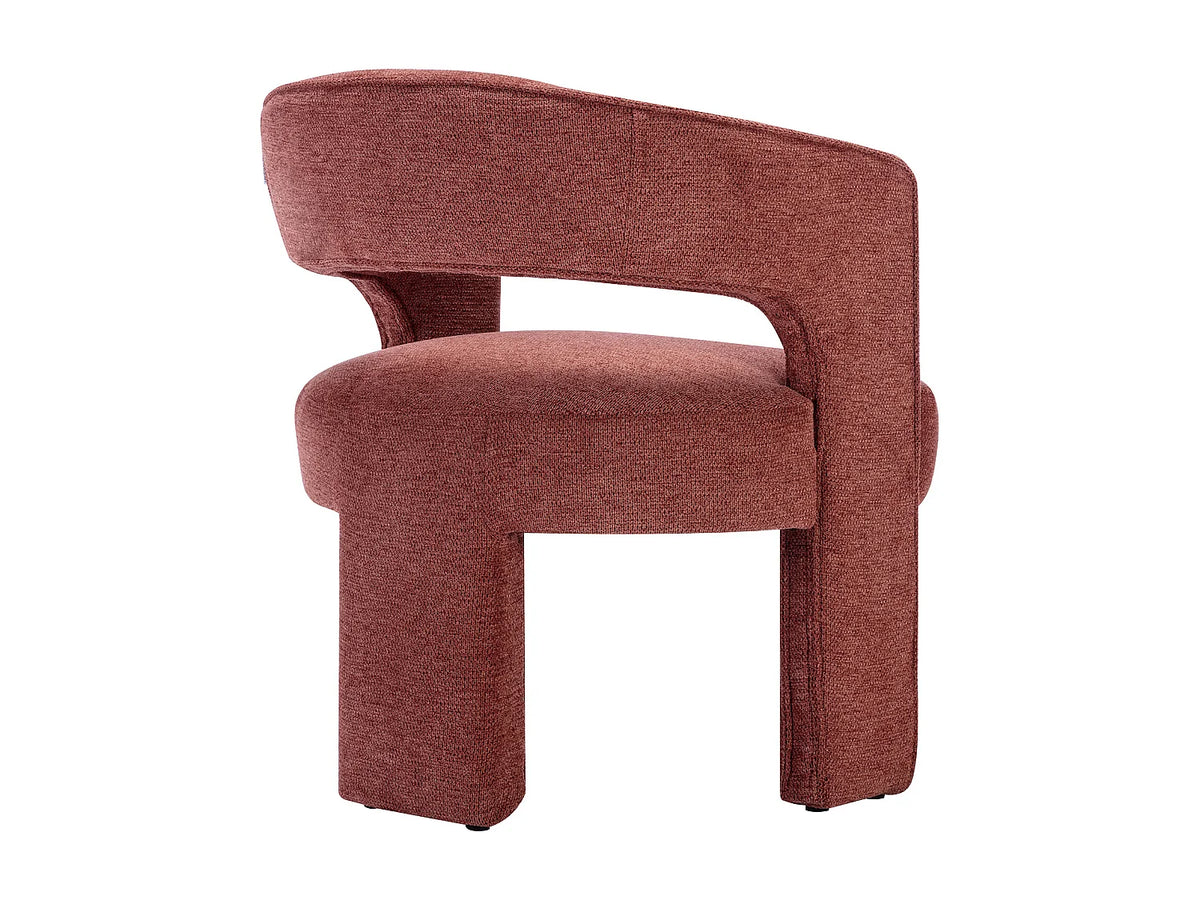 Fauteuil Japandi en tissu texturé terracotta - Fontanova