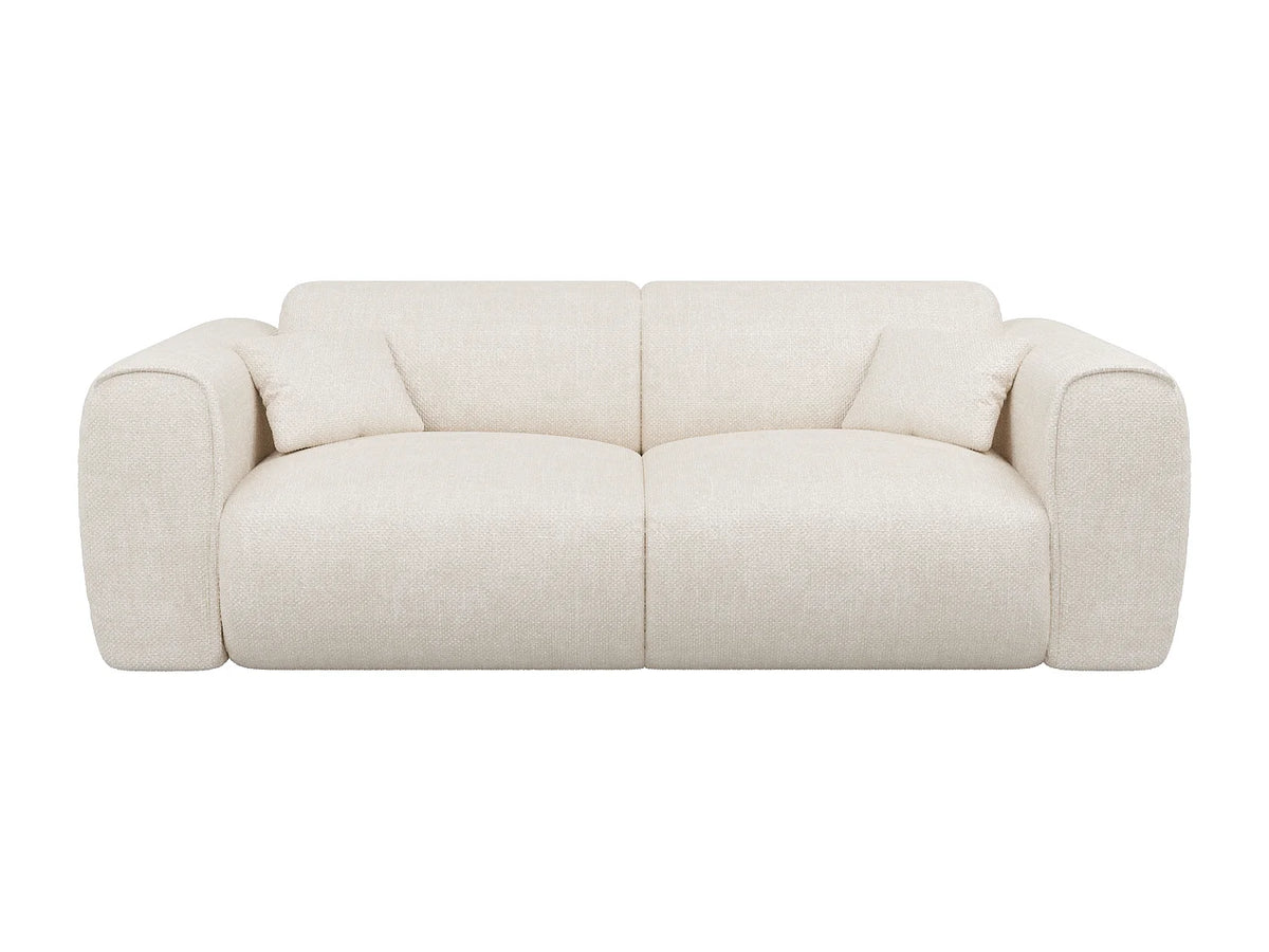 Canapé Japandi 3 places convertible express en tissu texturé beige 216 cm - Pognia
