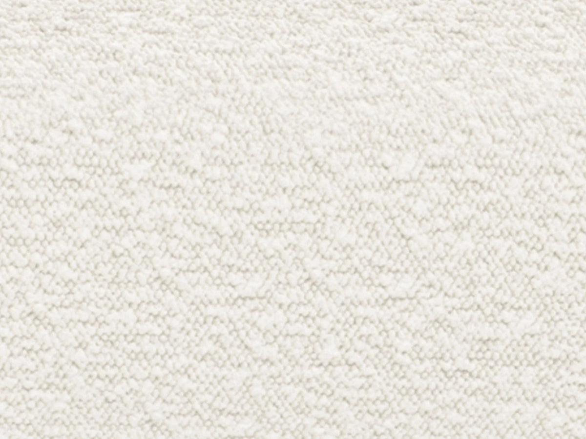 Grand canapé d'angle Japandi droit avec dossier méridienne 6 places en bouclette blanche 269 cm - Pogni