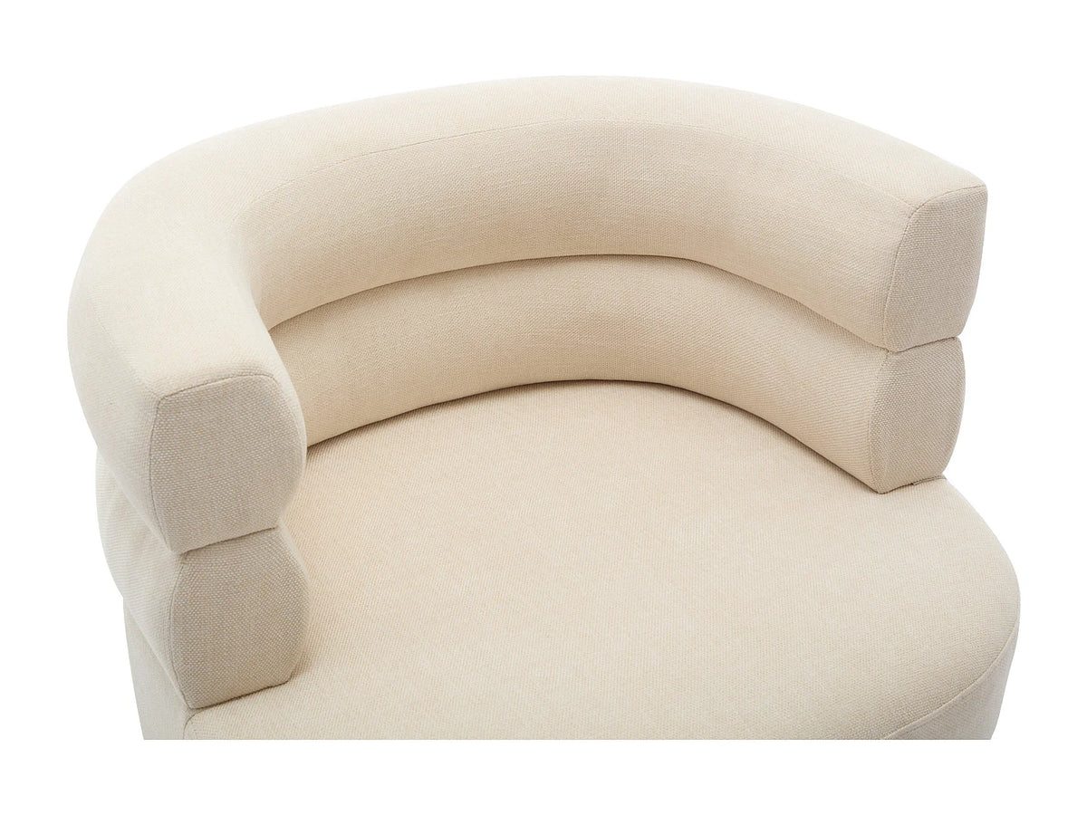 Fauteuil Japandi en tissu beige avec pieds en métal - Camedo