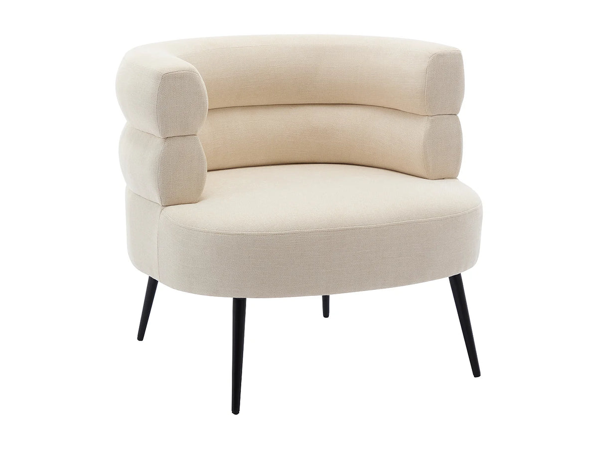 Fauteuil Japandi en tissu beige avec pieds en métal - Camedo