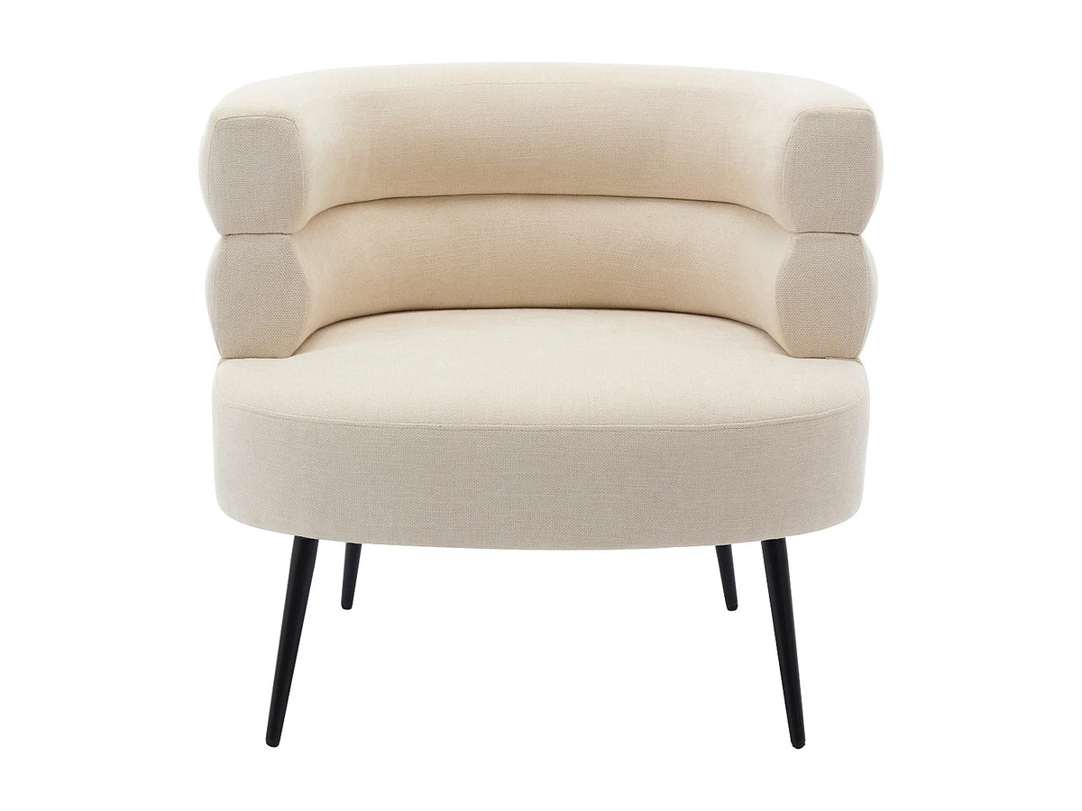 Fauteuil Japandi en tissu beige avec pieds en métal - Camedo