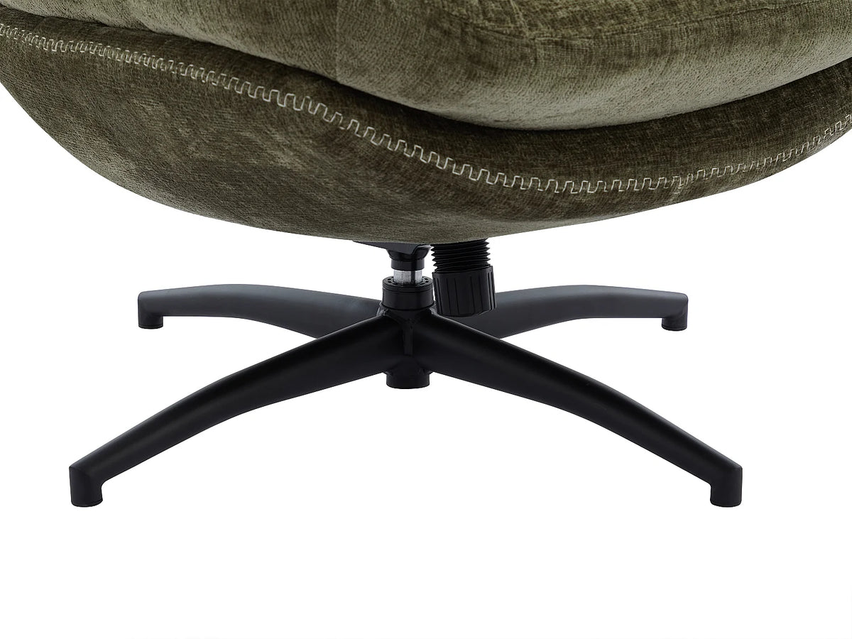 Fauteuil Japandi pivotant en tissu vert - Lizuta