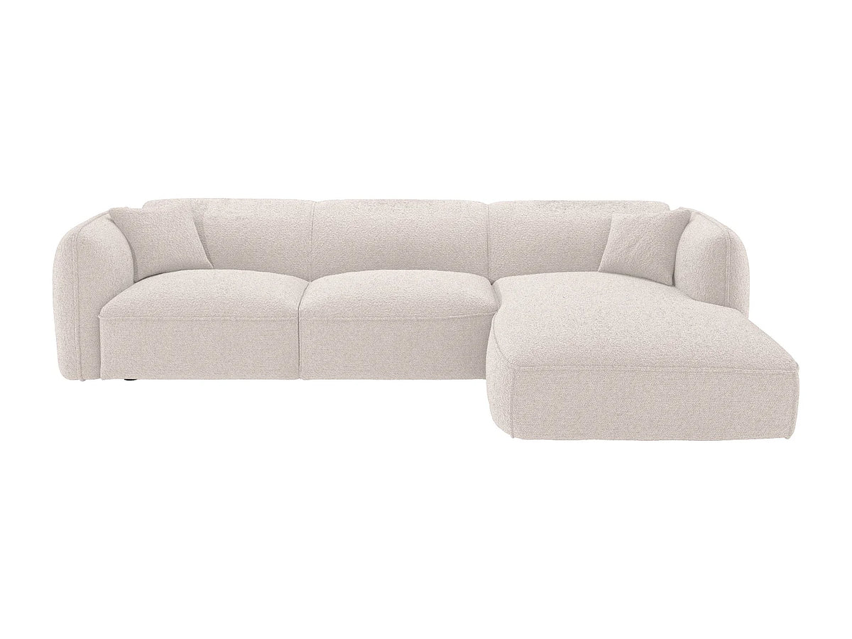 Canapé d'angle Japandi droit en tissu chenille beige 272 cm - Camilio