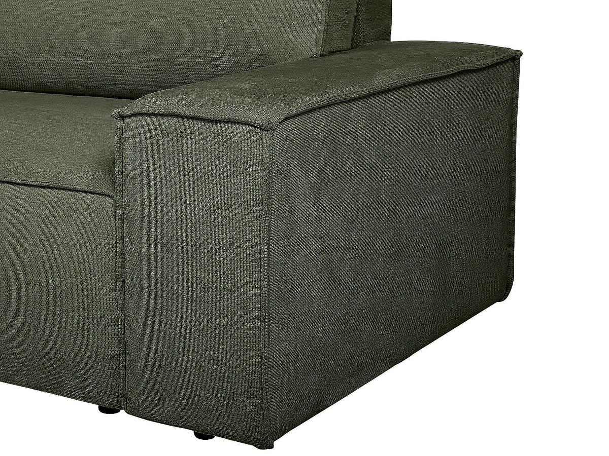 Canapé d'angle Japandi gauche convertible en tissu texturé vert 267 cm - Amelia