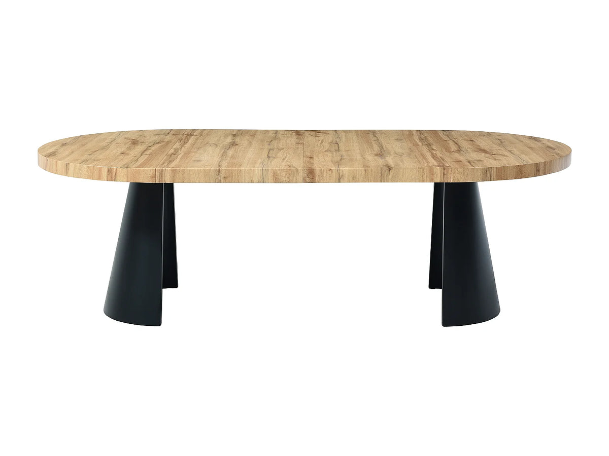 Table à manger ronde Japandi extensible 4 à 12 personnes MDF effet bois clair Ø 120 cm - Jarelia