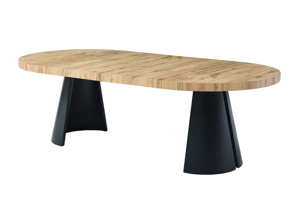 Table à manger ronde Japandi extensible 4 à 12 personnes MDF effet bois clair Ø 120 cm - Jarelia