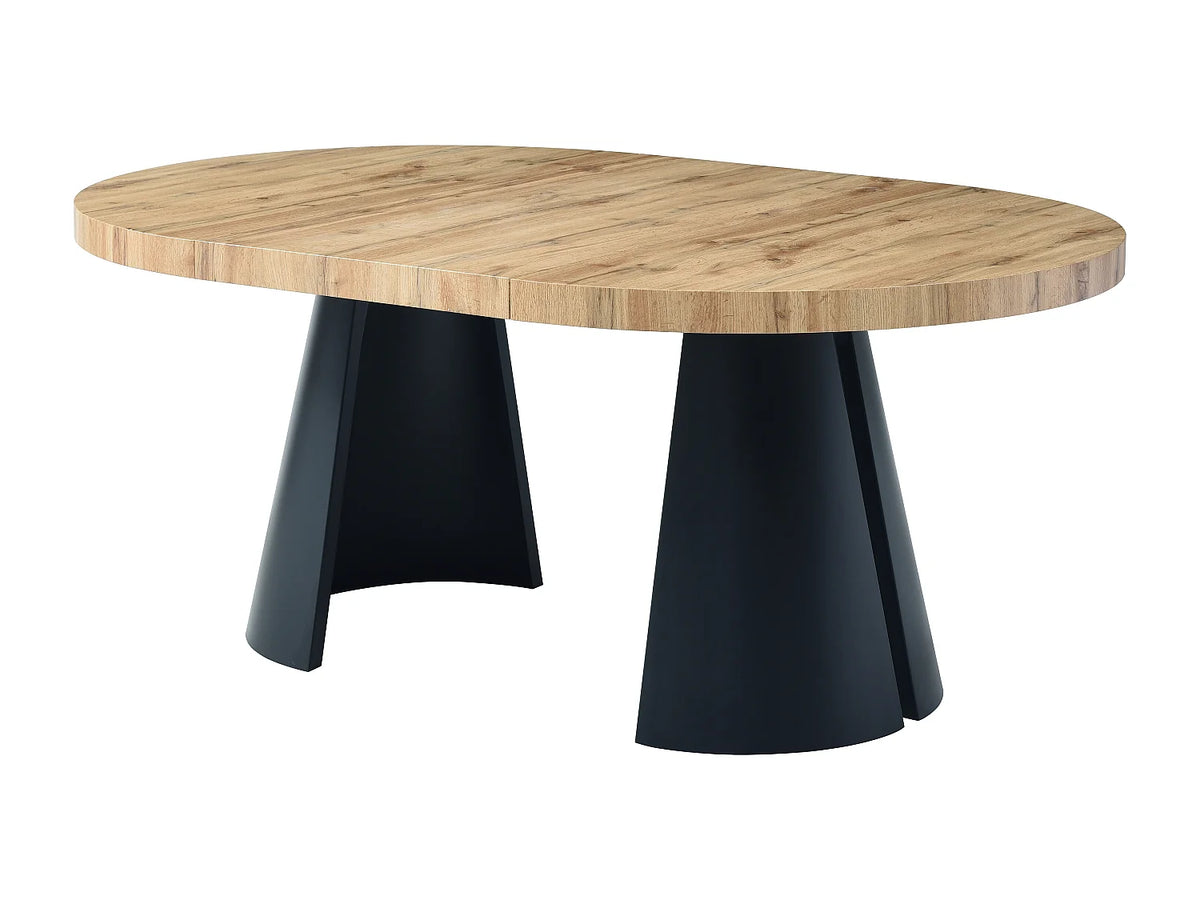 Table à manger ronde Japandi extensible 4 à 12 personnes MDF effet bois clair Ø 120 cm - Jarelia
