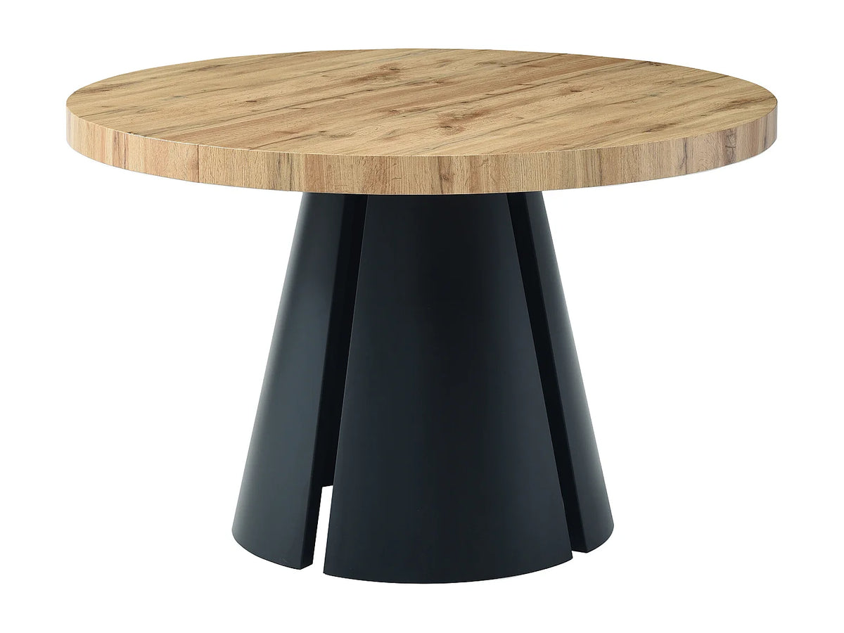 Table à manger ronde Japandi extensible 4 à 12 personnes MDF effet bois clair Ø 120 cm - Jarelia