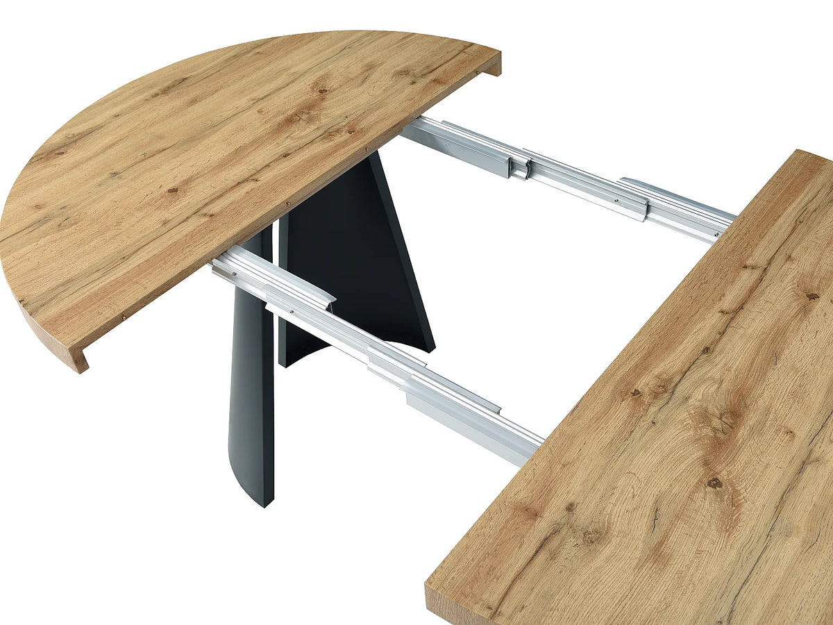 Table à manger ronde Japandi extensible 4 à 12 personnes MDF effet bois clair Ø 120 cm - Jarelia