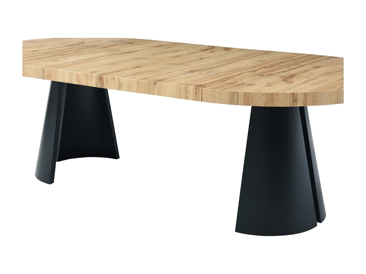 Table à manger ronde Japandi extensible 4 à 12 personnes MDF effet bois clair Ø 120 cm - Jarelia
