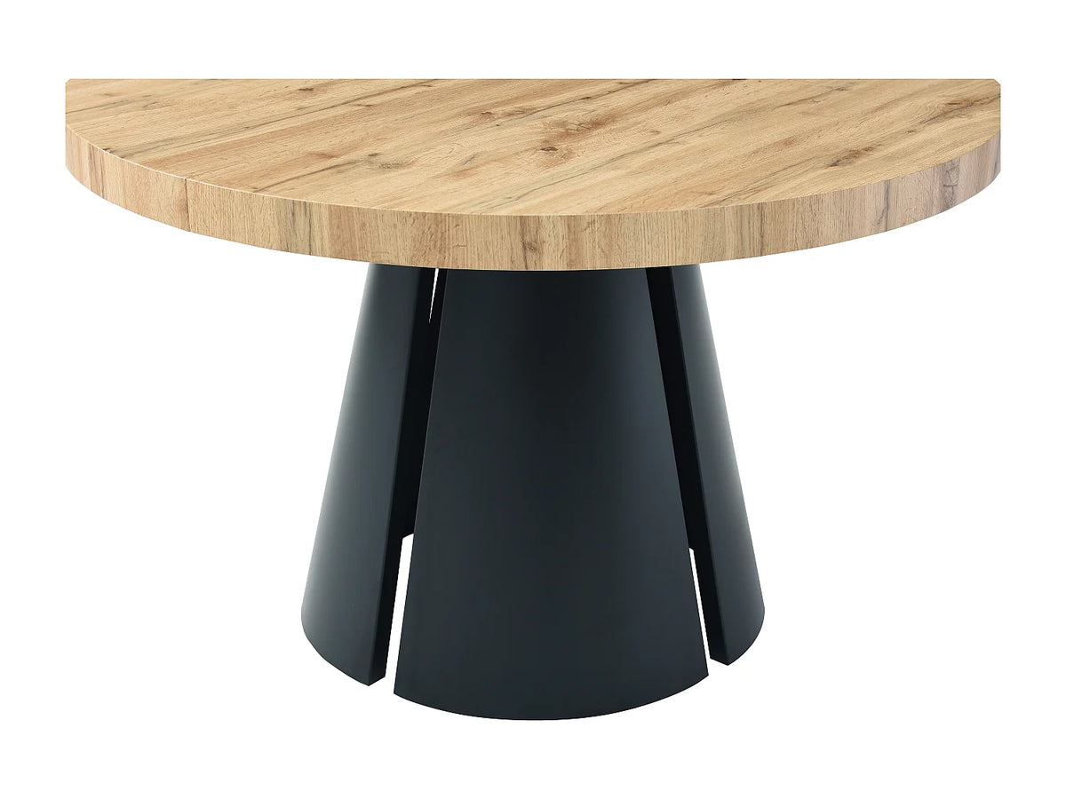 Table à manger ronde Japandi extensible 4 à 12 personnes MDF effet bois clair Ø 120 cm - Jarelia