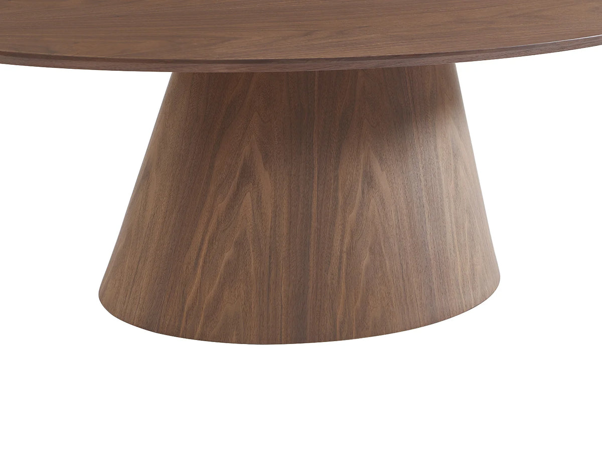 Table basse Japandi ovale en placage de noyer naturel foncé 120 x 60 cm - Antelada