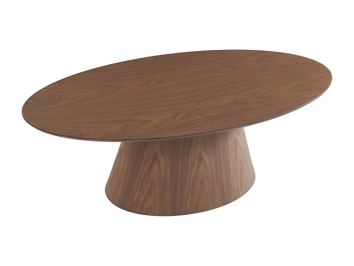 Table basse Japandi ovale en placage de noyer naturel foncé 120 x 60 cm - Antelada