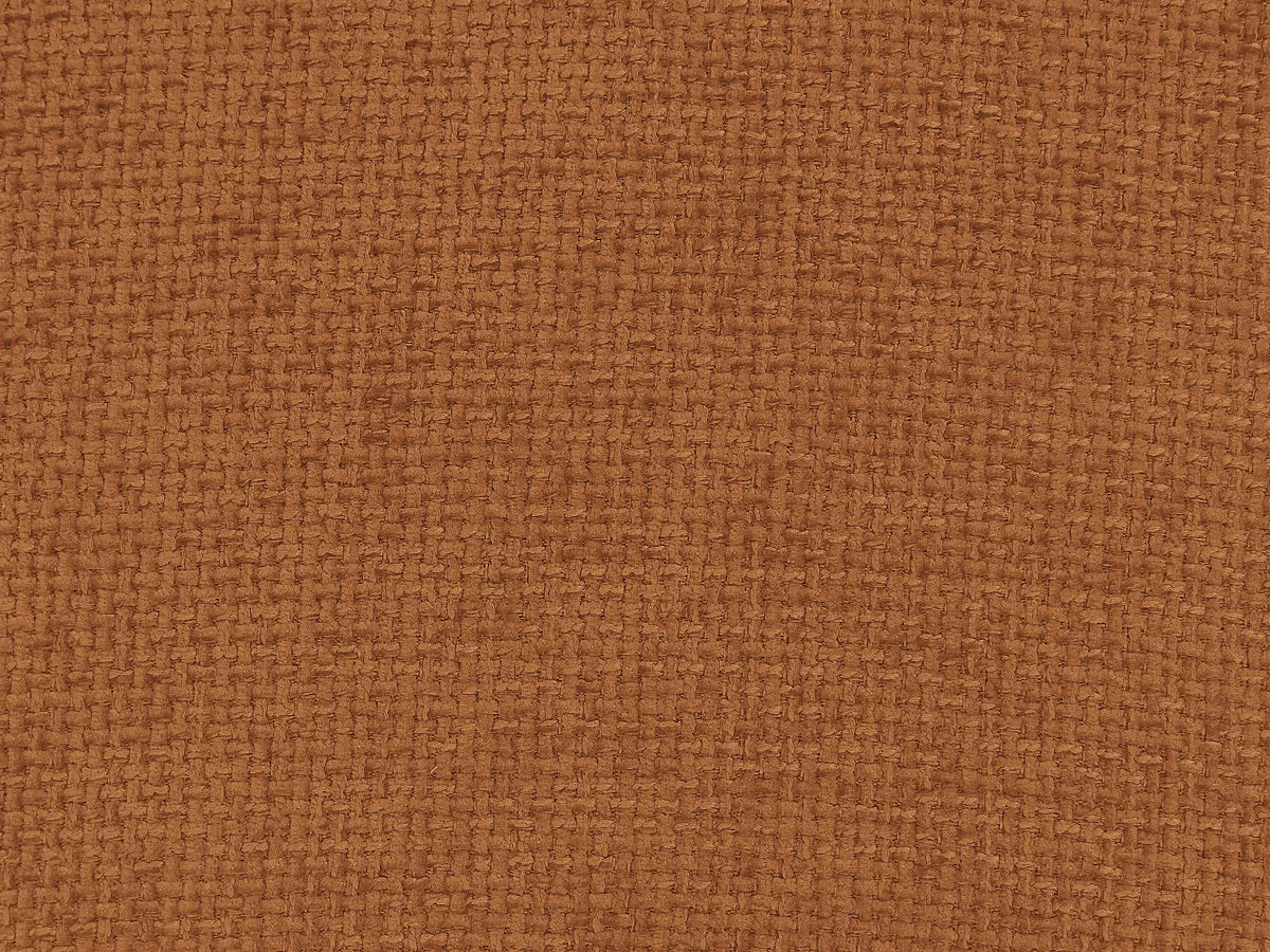 Canapé d'angle Japandi panoramique modulable 7 places avec pouf en tissu texturé beige et terracotta 370 cm - Apoliu
