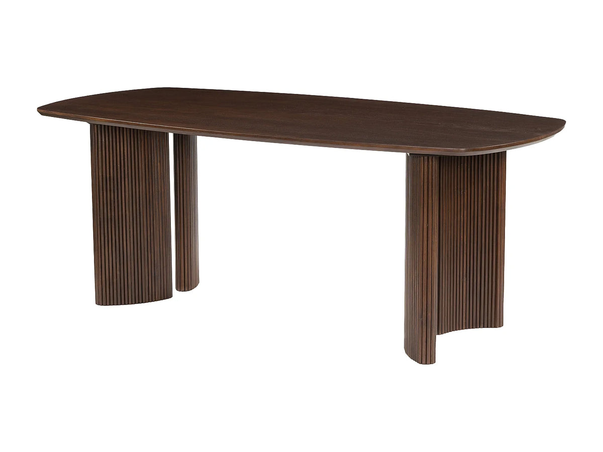 Table à manger Japandi 8 personnes en bois d'acacia naturel foncé 200 x 100 cm - Tamenia
