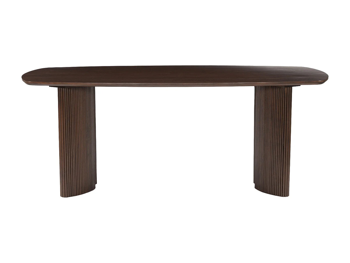 Table à manger Japandi 8 personnes en bois d'acacia naturel foncé 200 x 100 cm - Tamenia