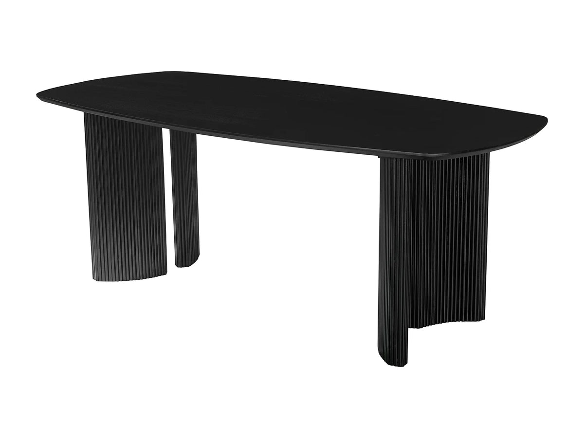 Table à manger Japandi 8 personnes en bois de manguier noir 200 x 100 cm - Tamenia