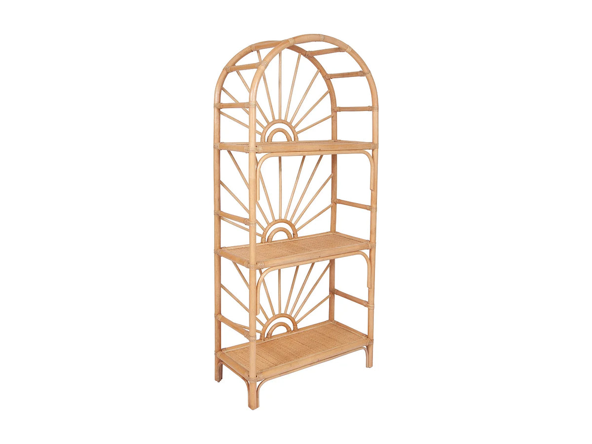 Étagère Japandi 3 tablettes en rotin tressé naturel 73 x 160 cm - Nemeri