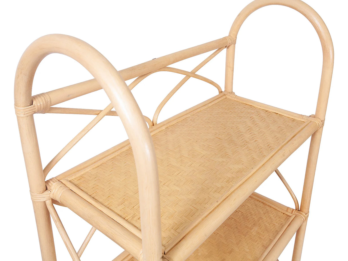 Étagère Japandi 5 tablettes en rotin et bambou naturel 74 x 180 cm - Zaryno