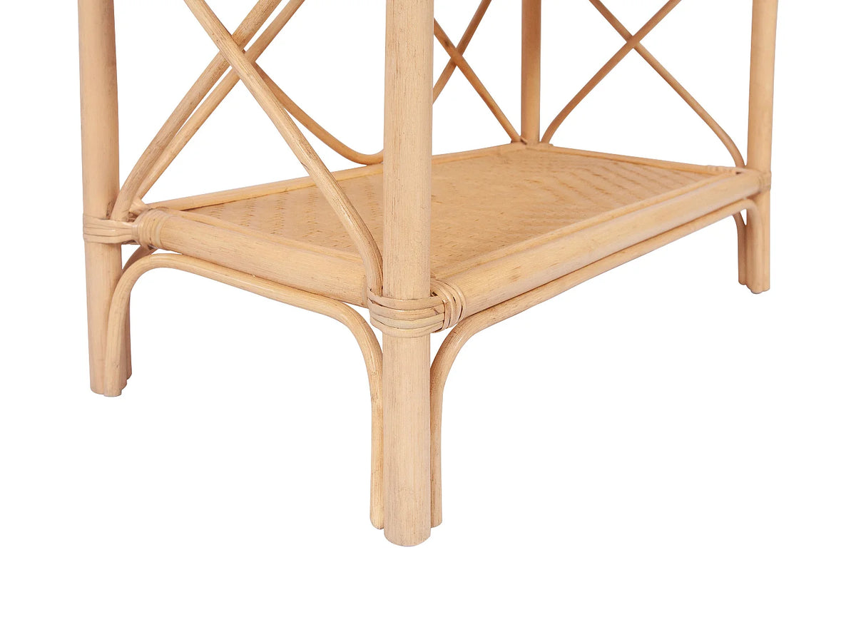Étagère Japandi 5 tablettes en rotin et bambou naturel 74 x 180 cm - Zaryno