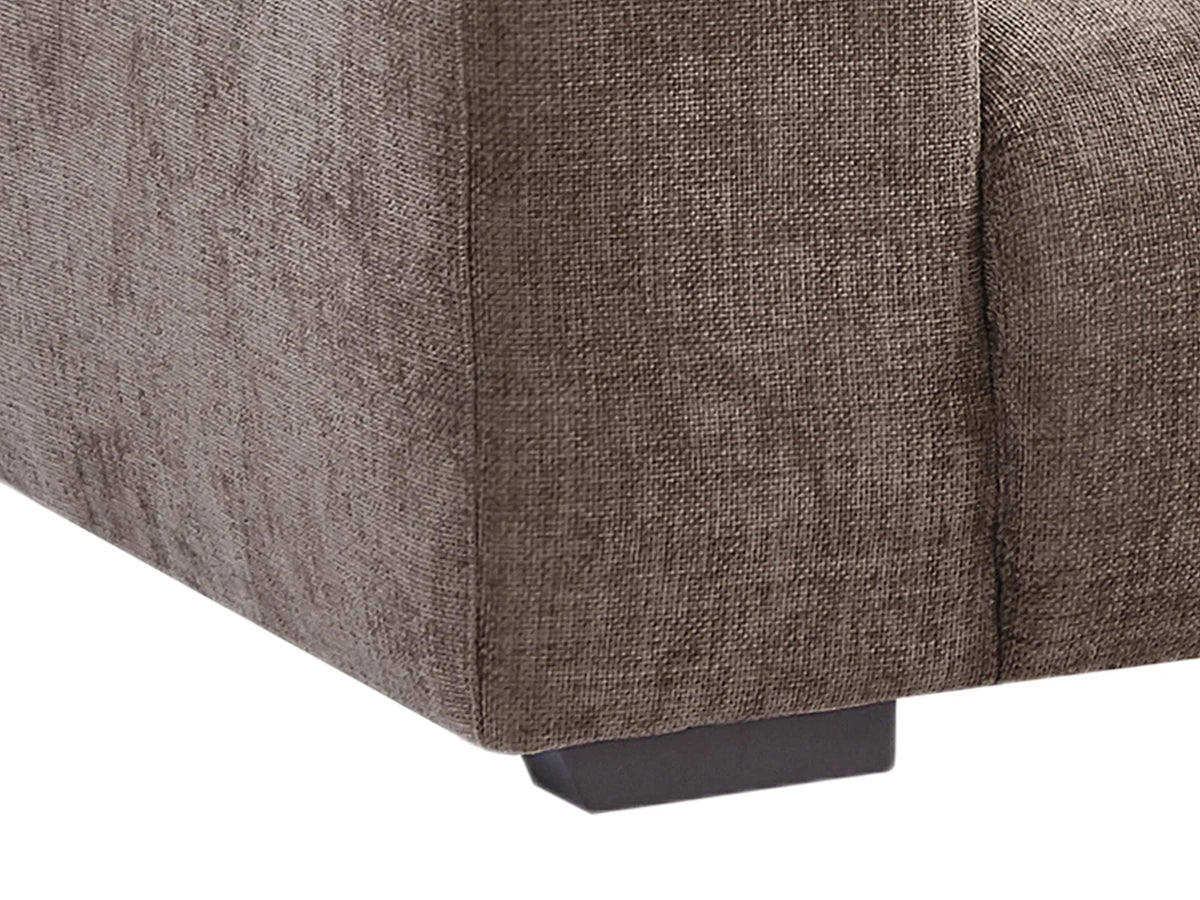 Canapé d'angle Japandi droit en tissu texturé taupe 312 cm - Loponza