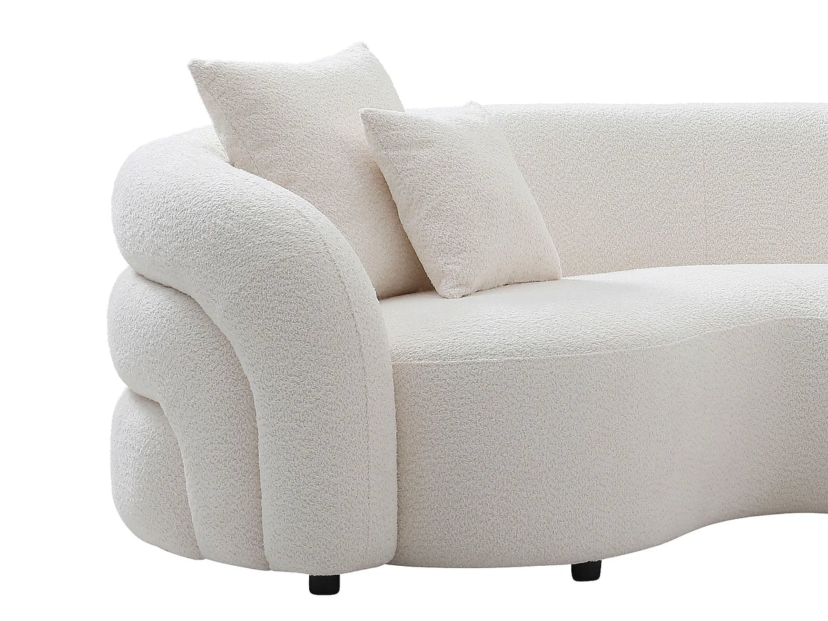 Canapé d'angle Japandi gauche 5 places en bouclette blanche 290 cm - Lapiota