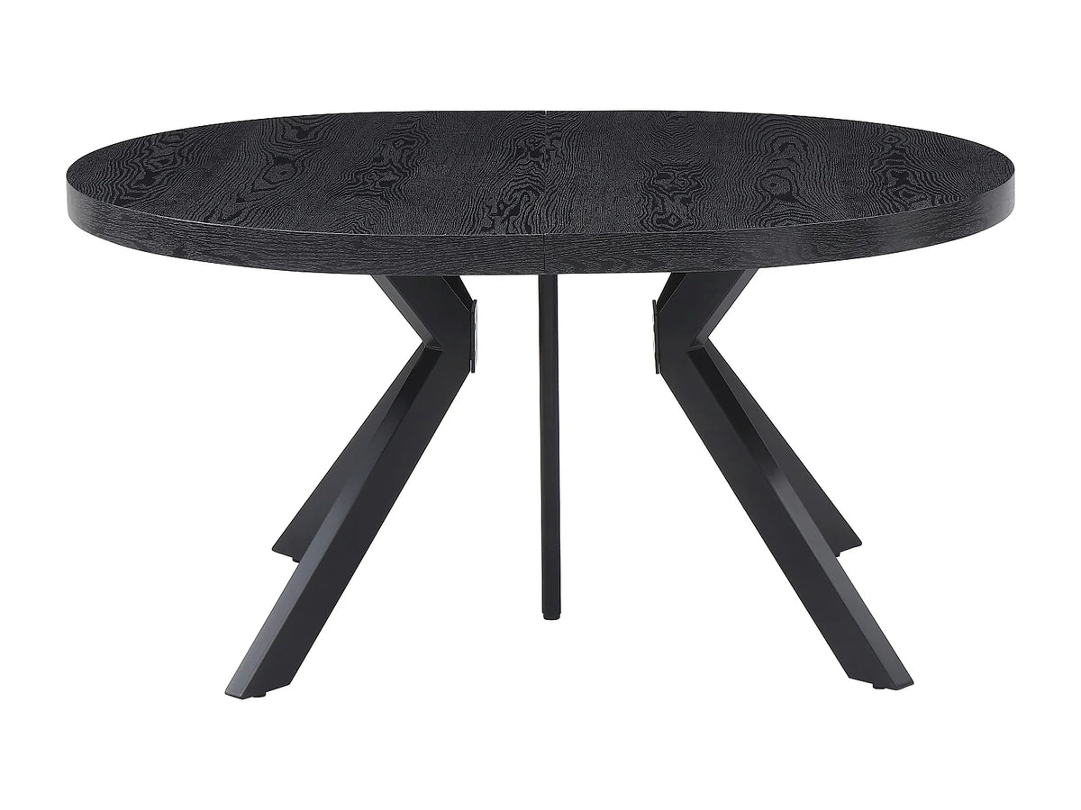 Table à manger Japandi extensible 6 à 12 personnes en MDF et acier noir 150 x 120 cm - Komoni