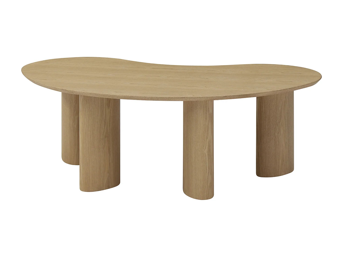 Table basse Japandi organique en placage de frêne naturel clair 120 x 70 cm - Calynor