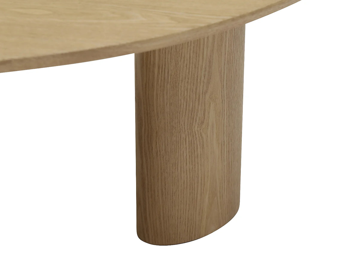 Table basse Japandi organique en placage de frêne naturel clair 120 x 70 cm - Calynor