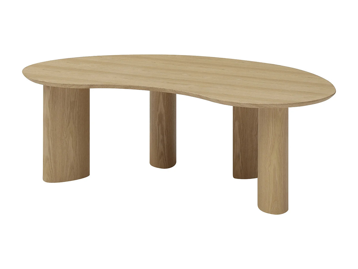 Table basse Japandi organique en placage de frêne naturel clair 120 x 70 cm - Calynor