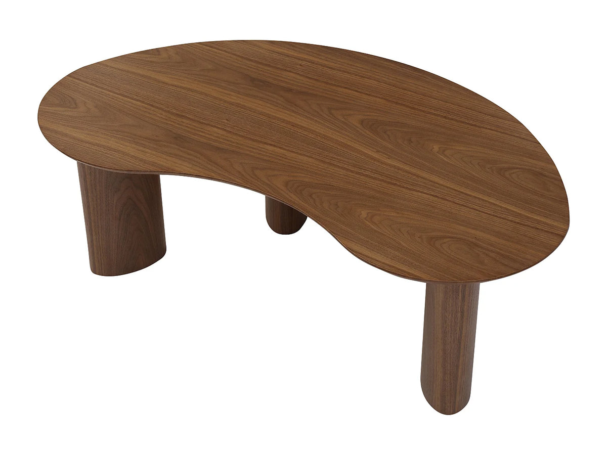 Table basse Japandi organique en placage de noyer naturel foncé 120 x 70 cm - Calynor