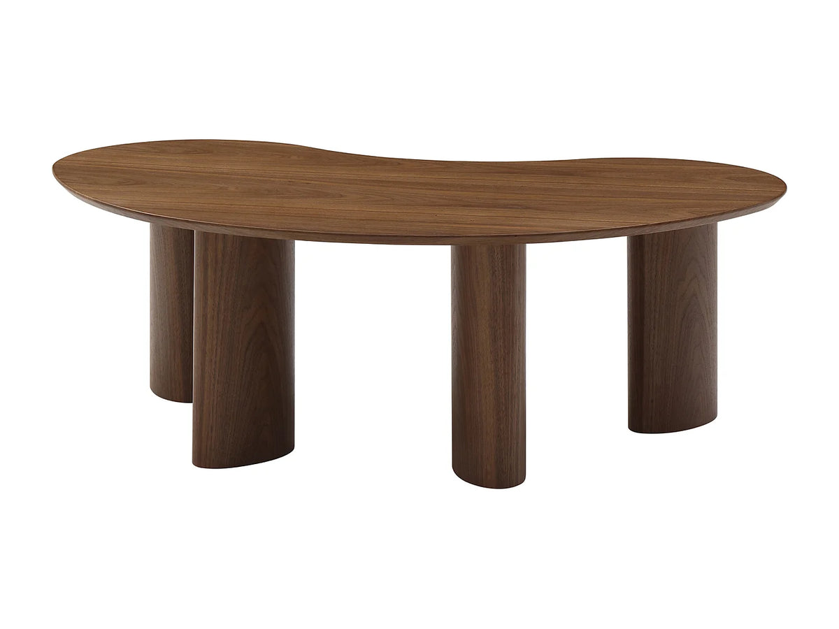 Table basse Japandi organique en placage de noyer naturel foncé 120 x 70 cm - Calynor